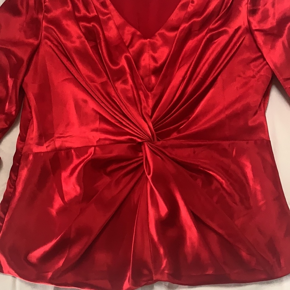 Joseph Ribkoff Scarlet Satin Blouse - Picture 4 of 12